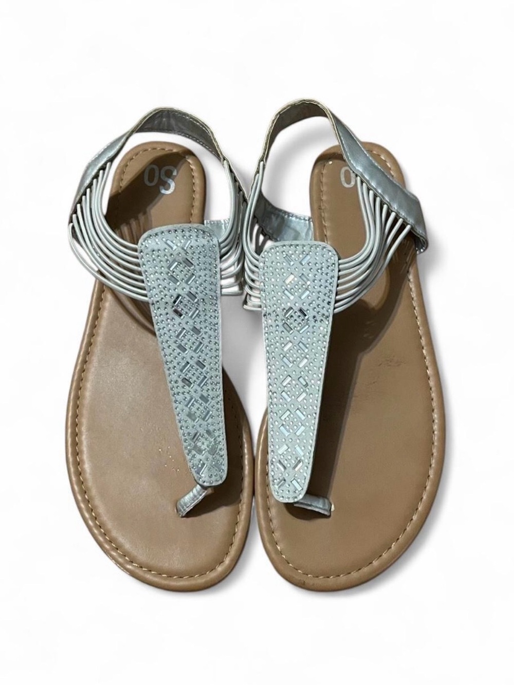 SO Silver T-Strap Sandals - Lightweight Comfort